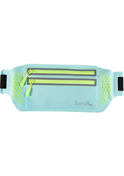 Ultra Ince Çift Fermuarlı Açık Hava Koşu Spor Bel Çantası 7,2 Inç Telefon Saklama Bel Çantası-Mavi (Yurt Dışından)