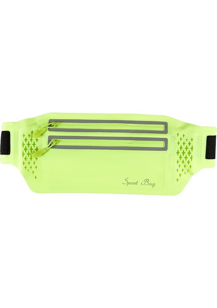 Ultra Ince Çift Fermuarlı Açık Hava Koşu Spor Bel Çantası 7.2 Inç Telefon Saklama Bel Çantası-Yeşil (Yurt Dışından)