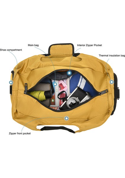 Büyük Kapasiteli Oxford Kumaş Spor Fitness Tote Çapraz Askılı Çanta Seyahat Bagaj Taşıma Çantası-Sarı (Yurt Dışından) indirimleri