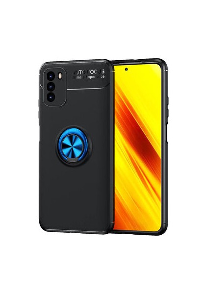 Poco M3 Kılıf Yüzüğü Stant ve Araç Tutucu Olabilen Şık Esnek Premium Silikon Kapak Ryc/ravel