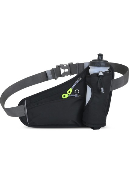 Erkekler ve Kadınlar Için Su Şişesi Tutuculu Spor Koşu Kemeri Bel Çantası Su Alma Kemer Çantası-Siyah (Yurt Dışından)