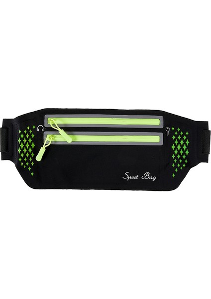 Ultra Ince Çift Fermuarlı Açık Hava Koşu Spor Bel Çantası 7.2 Inç Telefon Saklama Bel Çantası-Siyah (Yurt Dışından)