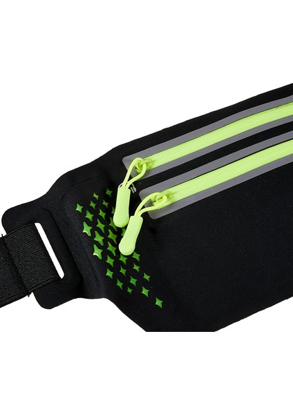 Ultra Ince Çift Fermuarlı Açık Hava Koşu Spor Bel Çantası 7.2 Inç Telefon Saklama Bel Çantası-Siyah (Yurt Dışından) fırsatları