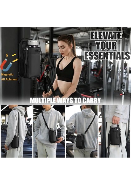Manyetik Su Şişesi Tutucu Çanta Spor Salonu Fitness Seyahat Taşınabilir Şişe Telefon Saklama Çapraz Askılı Çanta-Siyah (Yurt Dışından) indirimleri