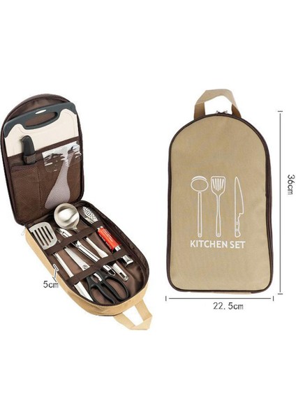 AOTU AT6413-1 Kamp Sofra Takımı Saklama Çantası Oxford Kumaş Çatal Bıçak Kaşık Çatal Taşıma Çantası Kese-Yeşil (Yurt Dışından)