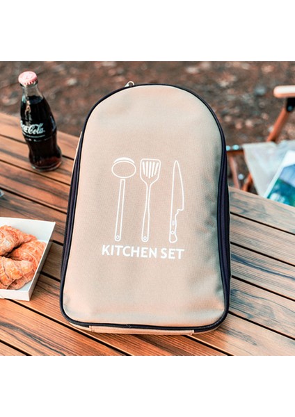 AOTU AT6413-1 Kamp Sofra Takımı Saklama Çantası Oxford Kumaş Çatal Bıçak Kaşık Çatal Taşıma Çantası Kese-Yeşil (Yurt Dışından)