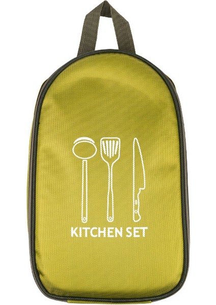 AOTU AT6413-1 Kamp Sofra Takımı Saklama Çantası Oxford Kumaş Çatal Bıçak Kaşık Çatal Taşıma Çantası Kese-Yeşil (Yurt Dışından)