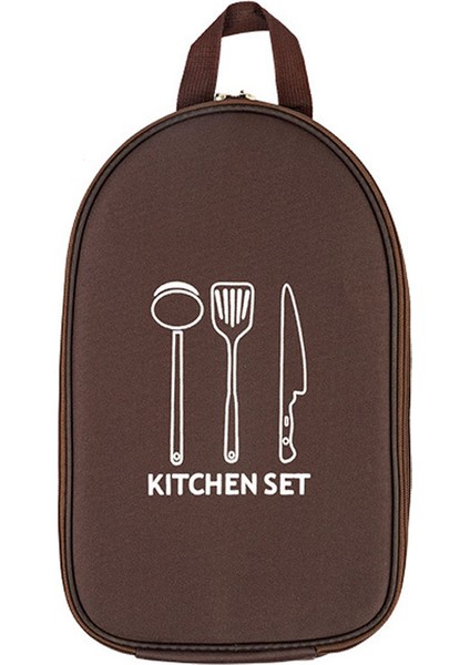 AOTU AT6413-1 Kamp Sofra Takımı Saklama Çantası Oxford Kumaş Çatal Bıçak Kaşık Çatal Taşıma Çantası Kese-Kahve (Yurt Dışından)