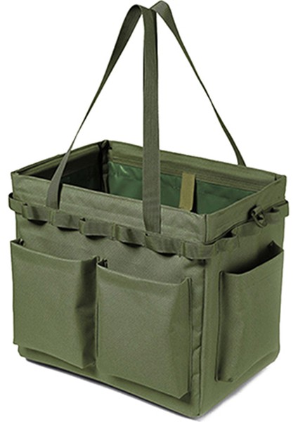 Açık Hava Kamp Seyahat Aletleri Depolama Büyük Kapasiteli Çanta Katlanır Odun Çantası Piknik Barbekü Çatal Bıçak Takımı Düzenleyici-Ordu Yeşili (Yurt Dışından)