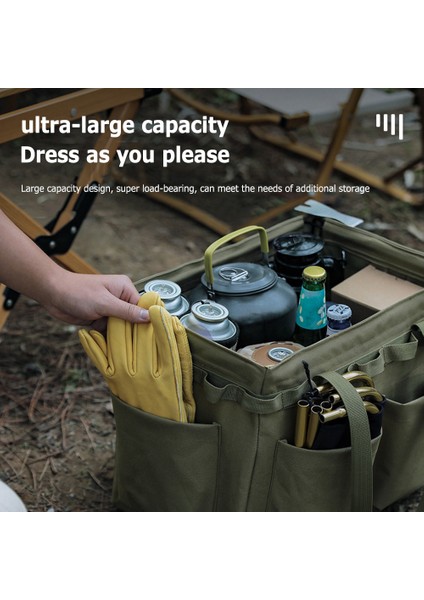 Açık Hava Kamp Seyahat Aletleri Depolama Büyük Kapasiteli Çanta Katlanır Odun Çantası Piknik Barbekü Çatal Bıçak Takımı Düzenleyici-Ordu Yeşili (Yurt Dışından) indirimleri