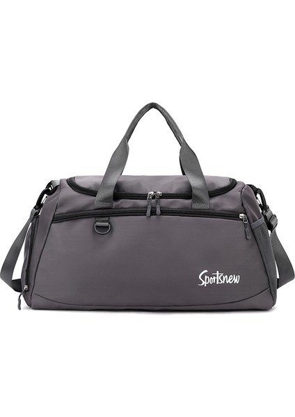 Oxford Kumaş Unisex Su Geçirmez Fitness Tote Çapraz Askılı Çanta Büyük Kapasiteli Seyahat Bagaj Çantası-Gri (Yurt Dışından)