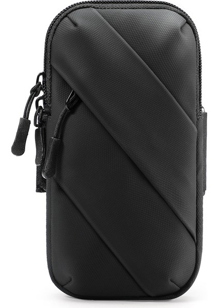 Oxford Kumaş + Polyester Kol Bandı Telefon Çantası Açık Hava Bisikleti İçin Hafif Cep Telefonu Kılıfı - Siyah (Yurt Dışından)