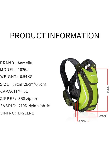 Anmeılu 1026 Açık Hava Sporları Su Çantası Saklama Cebi Sırt Çantası Su Geçirmez Naylon Maraton Sırt Çantası-Siyah (Yurt Dışından) fiyatları