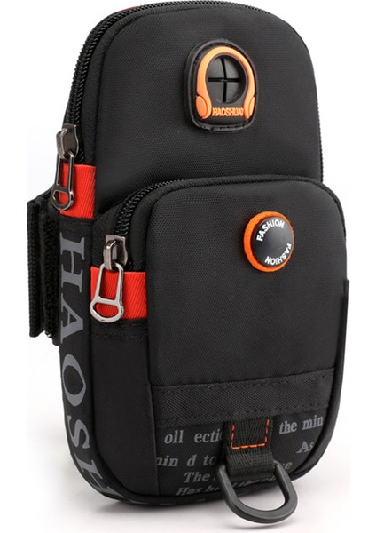 Haoshuaı 5137 Naylon Telefon Taşıma Çantası Açık Hava Spor Kol Bandı Kılıfı Cep Telefonu, Madeni Para, Nakit Için Kol Çantası-Siyah (Yurt Dışından)