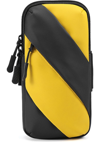 Oxford Kumaş + Polyester Kol Bandı Telefon Çantası Açık Hava Bisikleti İçin Hafif Cep Telefonu Kılıfı - Siyah / Sarı (Yurt Dışından)