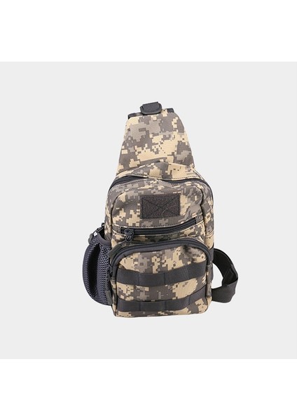 Deukıo Su Şişesi Tutucu Askılı Çanta Açık Hava Hidrasyon Paketi USB Şarjlı Çapraz Askılı Omuz Göğüs Çantası-Kamuflaj Gri (Yurt Dışından)
