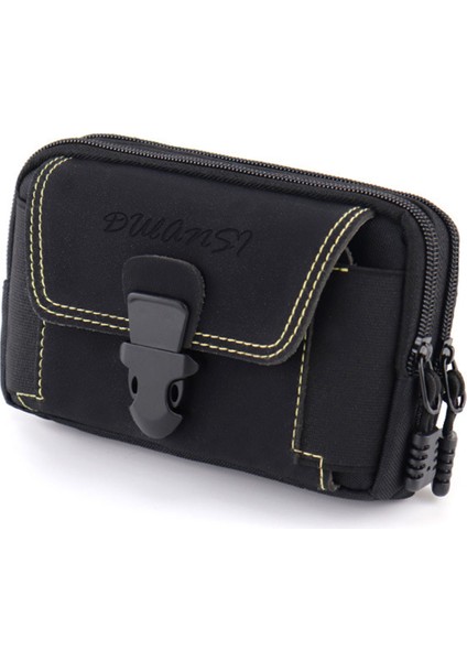 6,5 Inç Yatay Üç Katmanlı Açık Hava Spor Taktik Cep Telefonu Bel Çantası Kemer Askılı Çanta-Siyah (Yurt Dışından)