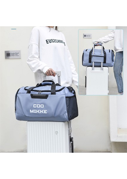 Oxford Kumaş Spor Çantası Spor Çantası Hafta Sonu Gecelik Omuz Çantası Islak Kuru Ayırıcı Cepli-Gri (Yurt Dışından)