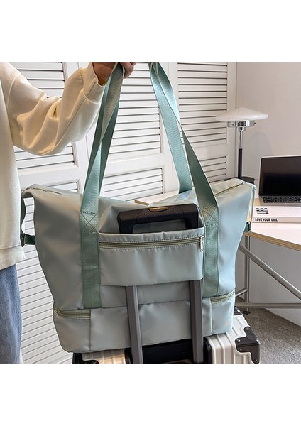 Büyük Kapasiteli Naylon Su Geçirmez Fitness Tote Tek Omuz Çantası Seyahat Bagaj Çantası-Pembe (Yurt Dışından) modelleri