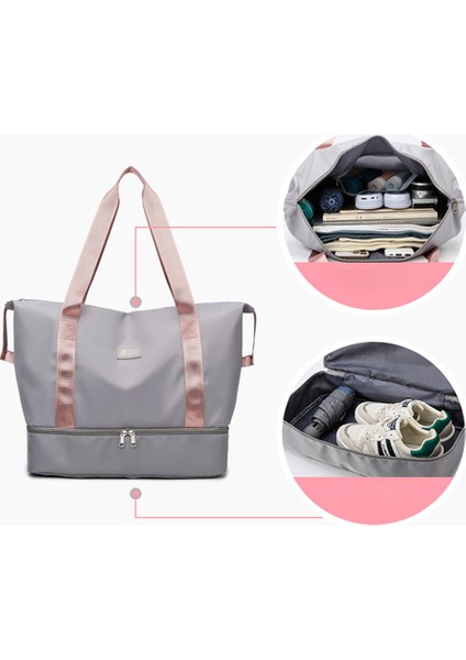 Büyük Kapasiteli Naylon Su Geçirmez Fitness Tote Tek Omuz Çantası Seyahat Bagaj Çantası-Pembe (Yurt Dışından) indirimleri