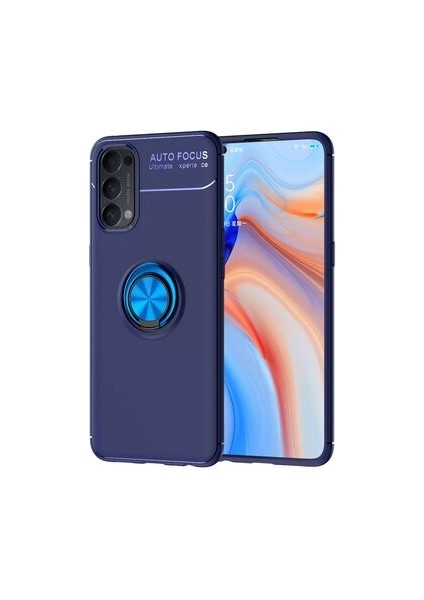 Oppo Reno 4 Kılıf Yüzüğü Stant ve Araç Tutucu Olabilen Şık Esnek Premium Silikon Kapak Ryc/ravel