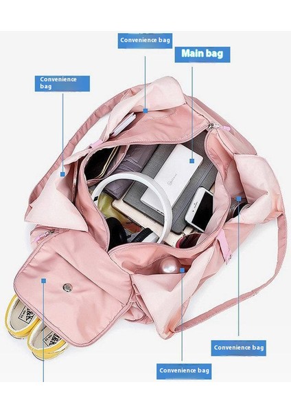 BED-9B07 Fitness Yoga Yüzme Çantası Oxford Kumaş Günlük Seyahat Tote Çantası-Pembe (Yurt Dışından) fiyatları