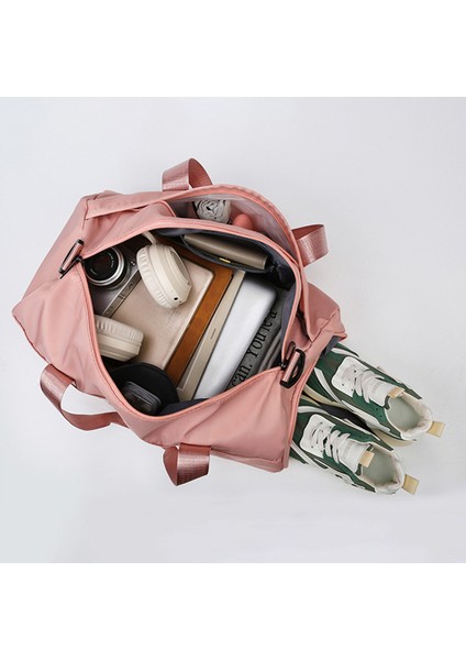 SJ-629 Büyük Kapasiteli Kadın Oxford Kumaş Su Geçirmez Fitness Tote Çapraz Askılı Çanta Seyahat Bagaj Çantası-Şarap Kırmızısı (Yurt Dışından) modelleri