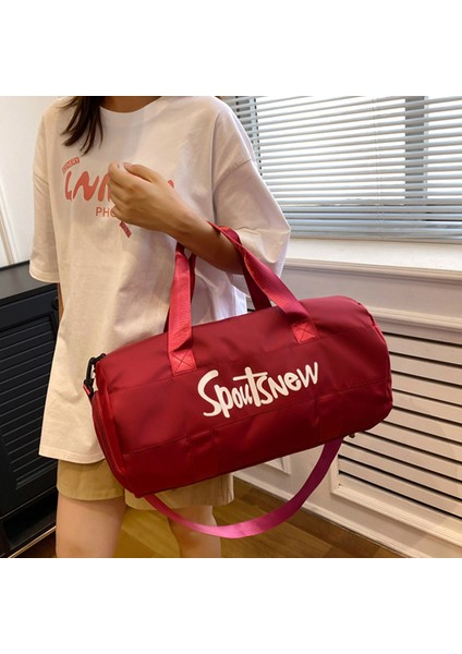 SJ-629 Büyük Kapasiteli Kadın Oxford Kumaş Su Geçirmez Fitness Tote Çapraz Askılı Çanta Seyahat Bagaj Çantası-Şarap Kırmızısı (Yurt Dışından) indirimleri