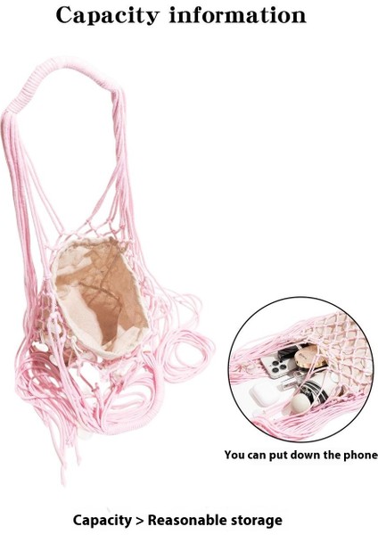 Yaz Taze Dokuma Kova Çanta Benzersiz Içi Boş Payetli Günlük Tote Çanta-Pembe (Yurt Dışından) indirimleri