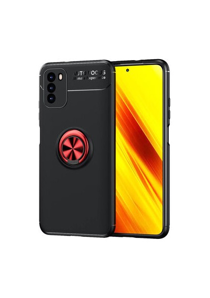 Poco M3 Kılıf Yüzüğü Stant ve Araç Tutucu Olabilen Şık Esnek Premium Silikon Kapak Ryc/ravel