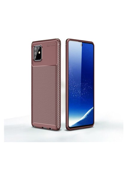 Samsung Galaxy A81 Kılıf Karbon Desenli Esnek Yüksek Kaliteli Meteryalden Üretilmiş Silikon Kapak Ryc/negro