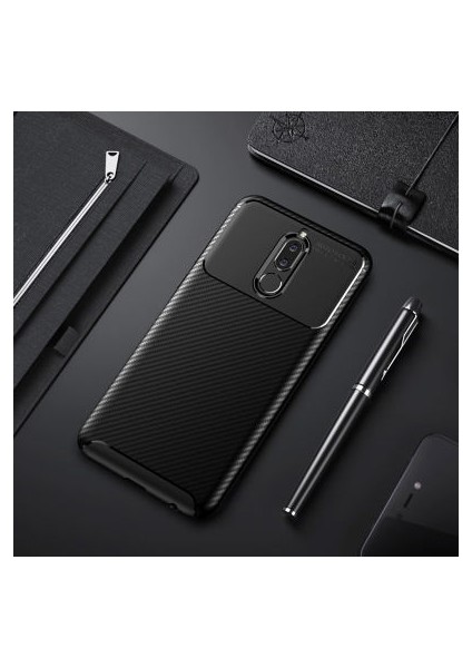 Huawei Mate 10 Lite Kılıf Karbon Desenli Esnek Yüksek Kaliteli Meteryalden Üretilmiş Silikon Kapak Ryc/negro