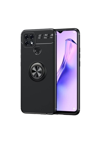 Oppo A15S Kılıf Yüzüğü Stant ve Araç Tutucu Olabilen Şık Esnek Premium Silikon Kapak Ryc/ravel