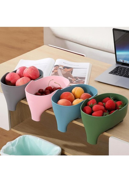 Galerıyo Plastik Sebze Meyve Fil Süzgeç 2'li Mavi /yeşil