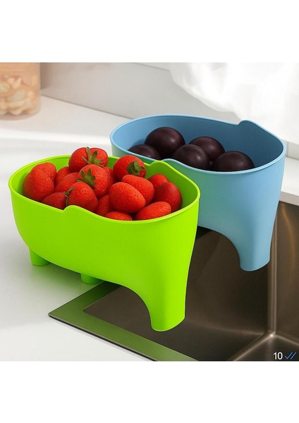 Galerıyo Plastik Sebze Meyve Fil Süzgeç 2'li Mavi /yeşil fırsatları