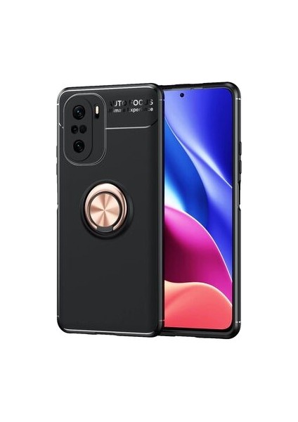 Poco F3 Kılıf Yüzüğü Stant ve Araç Tutucu Olabilen Şık Esnek Premium Silikon Kapak Ryc/ravel