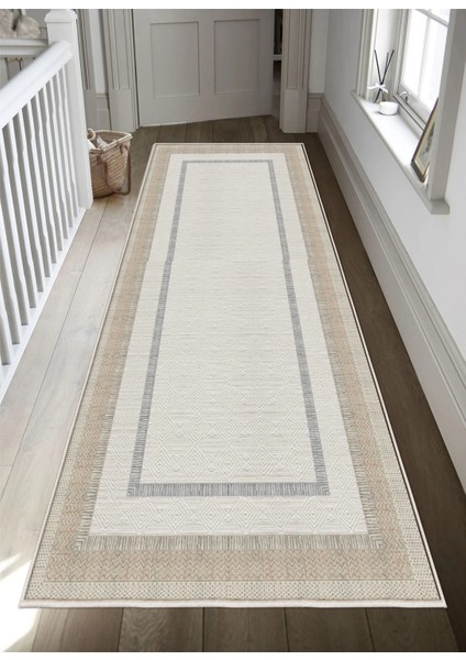 Krem Dijital Baskı Salon Halısı Kaymaz Tabanlı Yıkanabilir Halı Yolluk modelleri