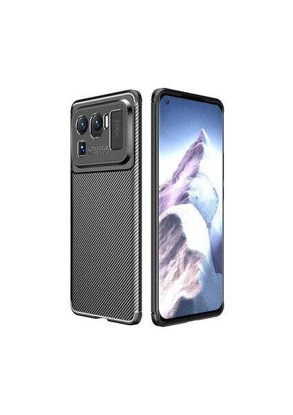 Xiaomi Mi 11 Ultra Kılıf Karbon Desenli Esnek Yüksek Kaliteli Meteryalden Üretilmiş Silikon Kapak Ryc/negro
