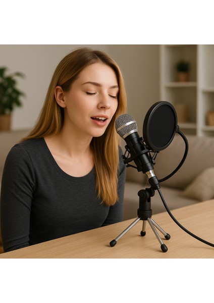 Profesyonel Condenser Mikrofon Seti Çok Yönlü ,tripod Standlı, Pop Filtreli, Pc & Telefon Uyumlu