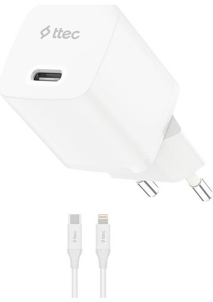 Smartcharger Gan 20W Pd Seyahat Hızlı Şarj Aleti + Usb-C - Lightning 150CM Kablo