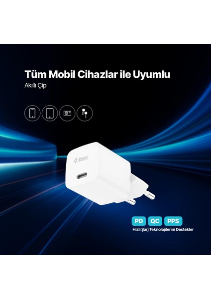 Smartcharger Gan 20W Pd Seyahat Hızlı Şarj Aleti + Usb-C - Lightning 150CM Kablo modelleri