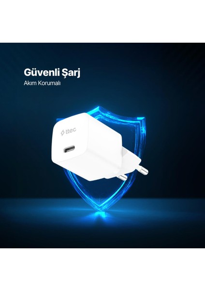Smartcharger Gan 20W Pd Seyahat Hızlı Şarj Aleti + Usb-C - Lightning 150CM Kablo fırsatları