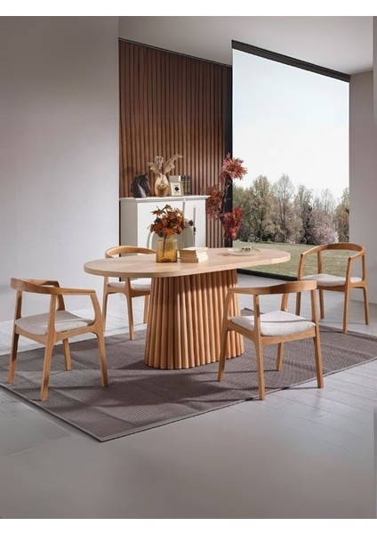 Savana Oval Ahşap Bohem Yemek Masası 80X160 modelleri