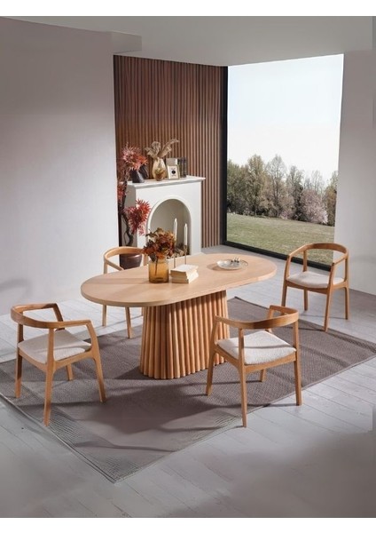 Savana Oval Ahşap Bohem Yemek Masası 80X160 fırsatları