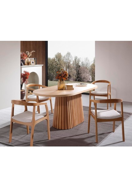 Savana Oval Ahşap Bohem Yemek Masası 80X160 indirimleri