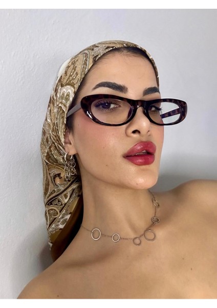 Leopar Desenli Minik Çekik Retro Popüler Model Mavi Işık Korumalı Gözlük