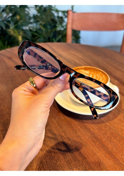 Leopar Desenli Minik Çekik Retro Popüler Model Mavi Işık Korumalı Gözlük fiyatları