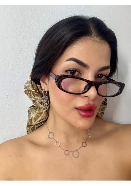 Leopar Desenli Minik Çekik Retro Popüler Model Mavi Işık Korumalı Gözlük modelleri