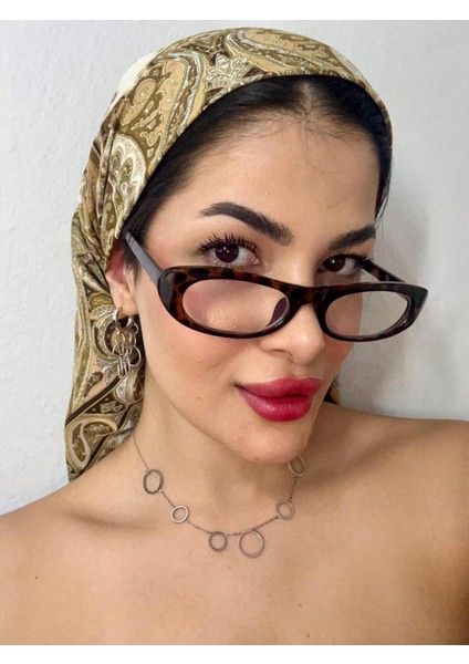 Leopar Desenli Minik Çekik Retro Popüler Model Mavi Işık Korumalı Gözlük fırsatları