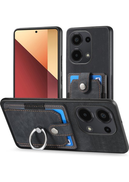 Xiaomi Redmi Note 13 Pro 4g Kılıf Kart Yuvaları Için Kickstand-Siyah ile Retro Pu + Tpu Kapak (Yurt Dışından) fiyatları